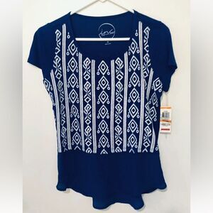INC International Goddess Royal Blue White Sun & Sea Top NWT Small Petite